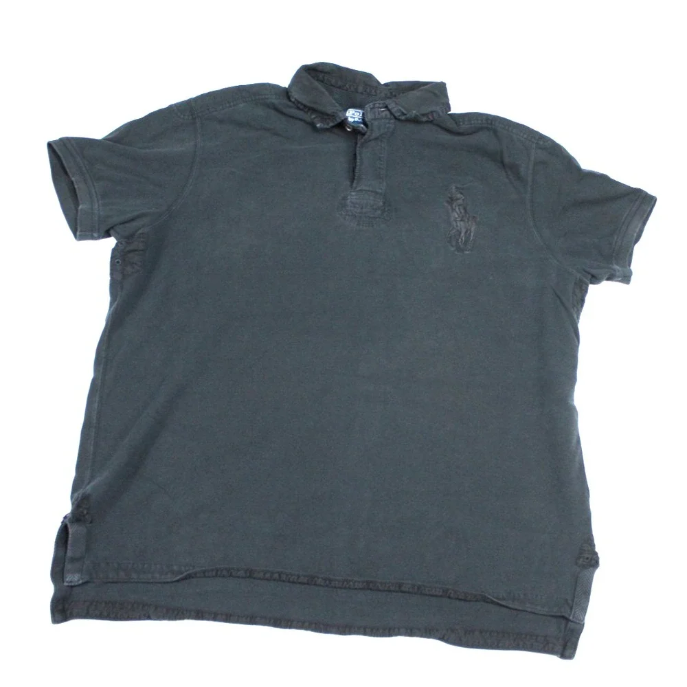 Polo Ralph Lauren Men Black Polo Shirt Big Pony Collared Size XXL